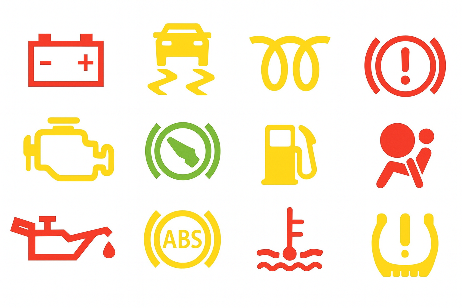 Kontrolky v autě na palubní desce